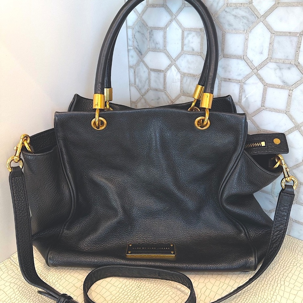 Marc by Marc Jacobs Too Hot To Handle Black Leather Tote Shoulder Bag Purse